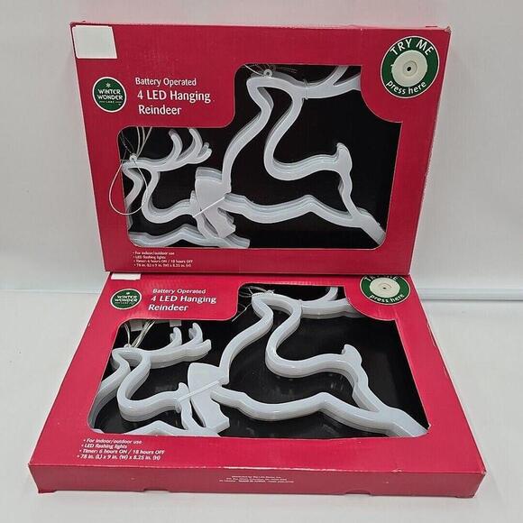 Winter Wonder Lane Battery‎ operated 8 LED hanging Reindeer New In Box - Picture 1 of 15
